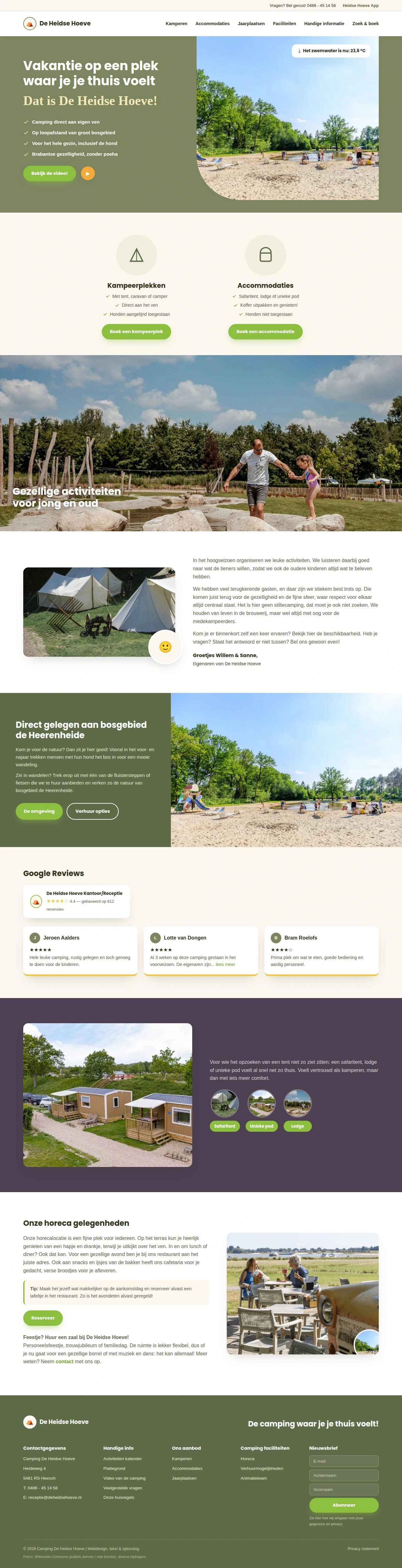 De Heidse Hoeve volledige website